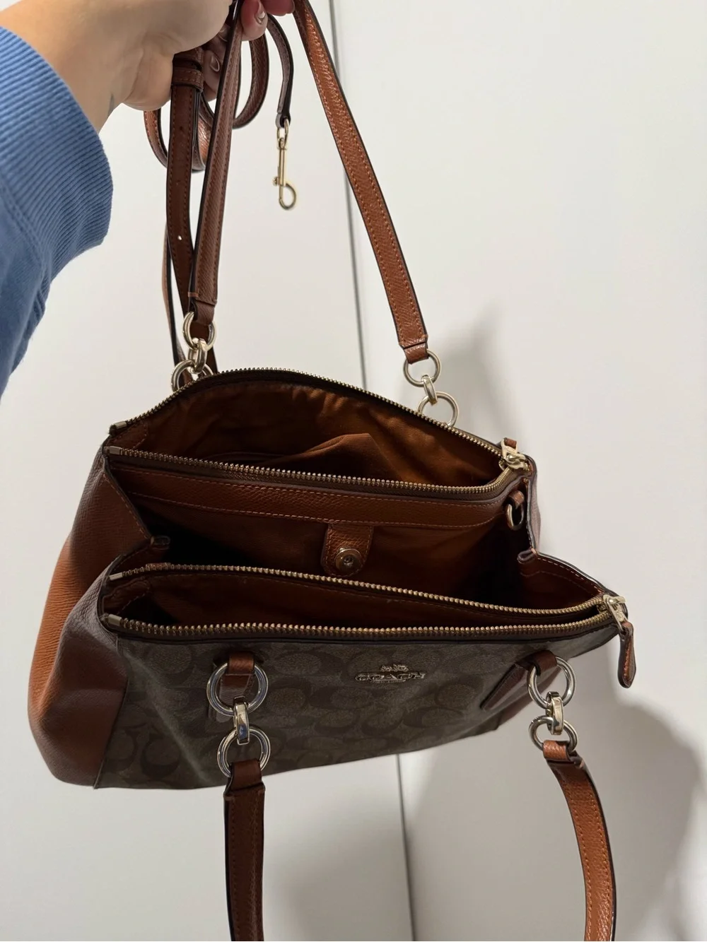 Coach Signature Canvas Satchel in Brown and Tan